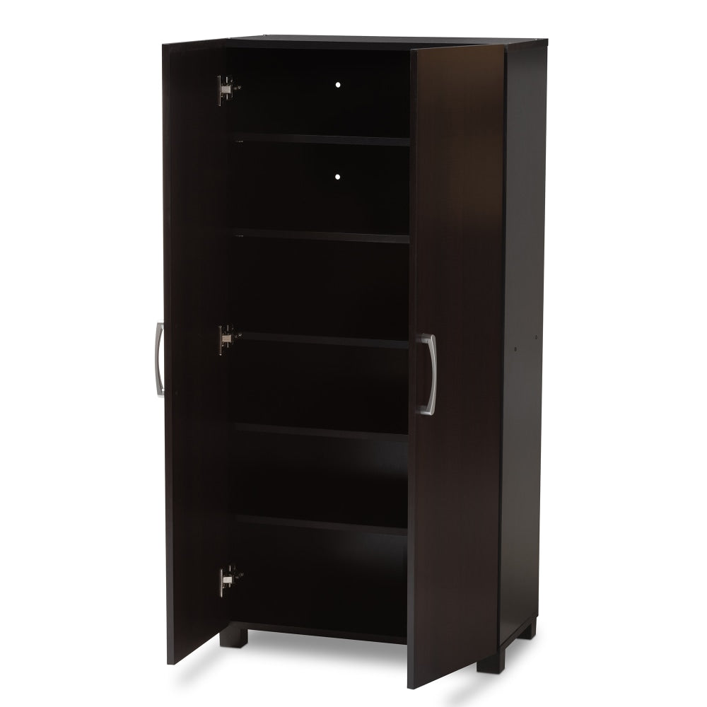 Baxton Studio Marine 2-Door Shoe Storage Cabinet, Wenge Dark Brown