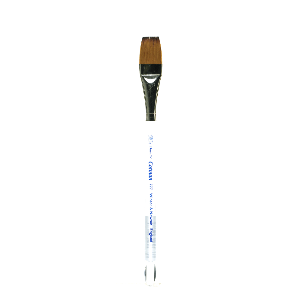 Winsor & Newton Cotman Watercolor Paint Brush 777, 3/4in, One-Stroke Bristle, Synthetic, Clear