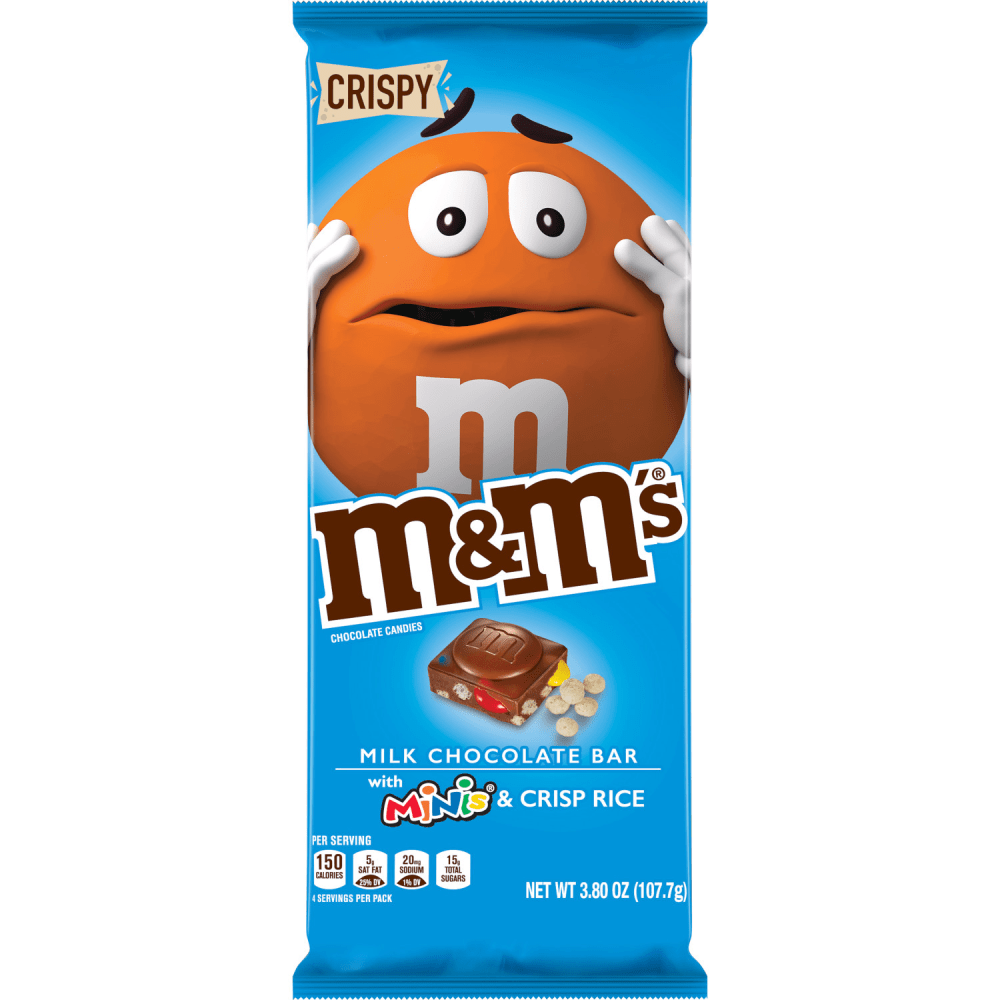 M&Ms Chocolate Bars, Milk Chocolate With M&Ms Minis And Crisp Rice, 3.8 Oz, Case Of 12 Bars