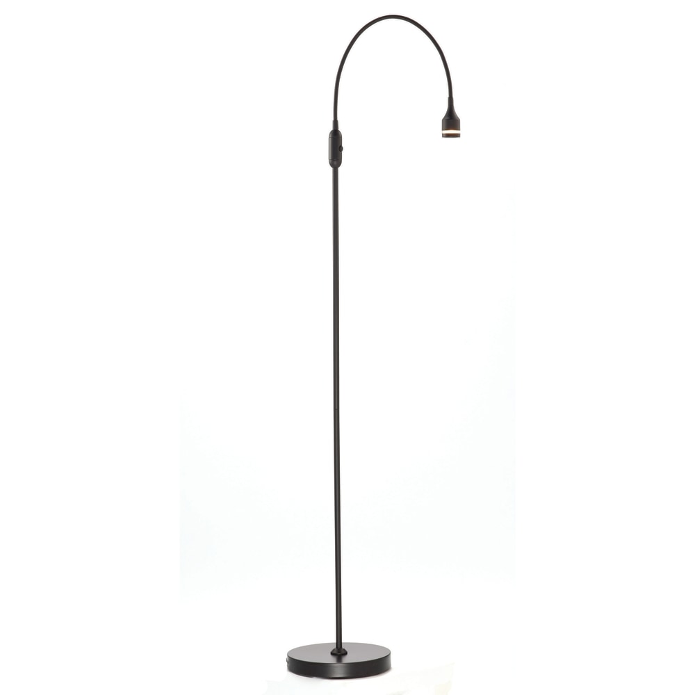 Adesso Prospect LED Gooseneck Floor Lamp, 56inH, Black Shade, Black Base