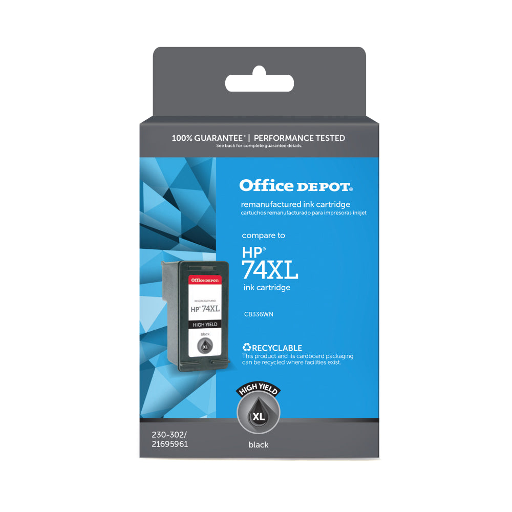 Office Depot Remanufactured Black High-Yield Ink Cartridge Replacement For HP 74XL