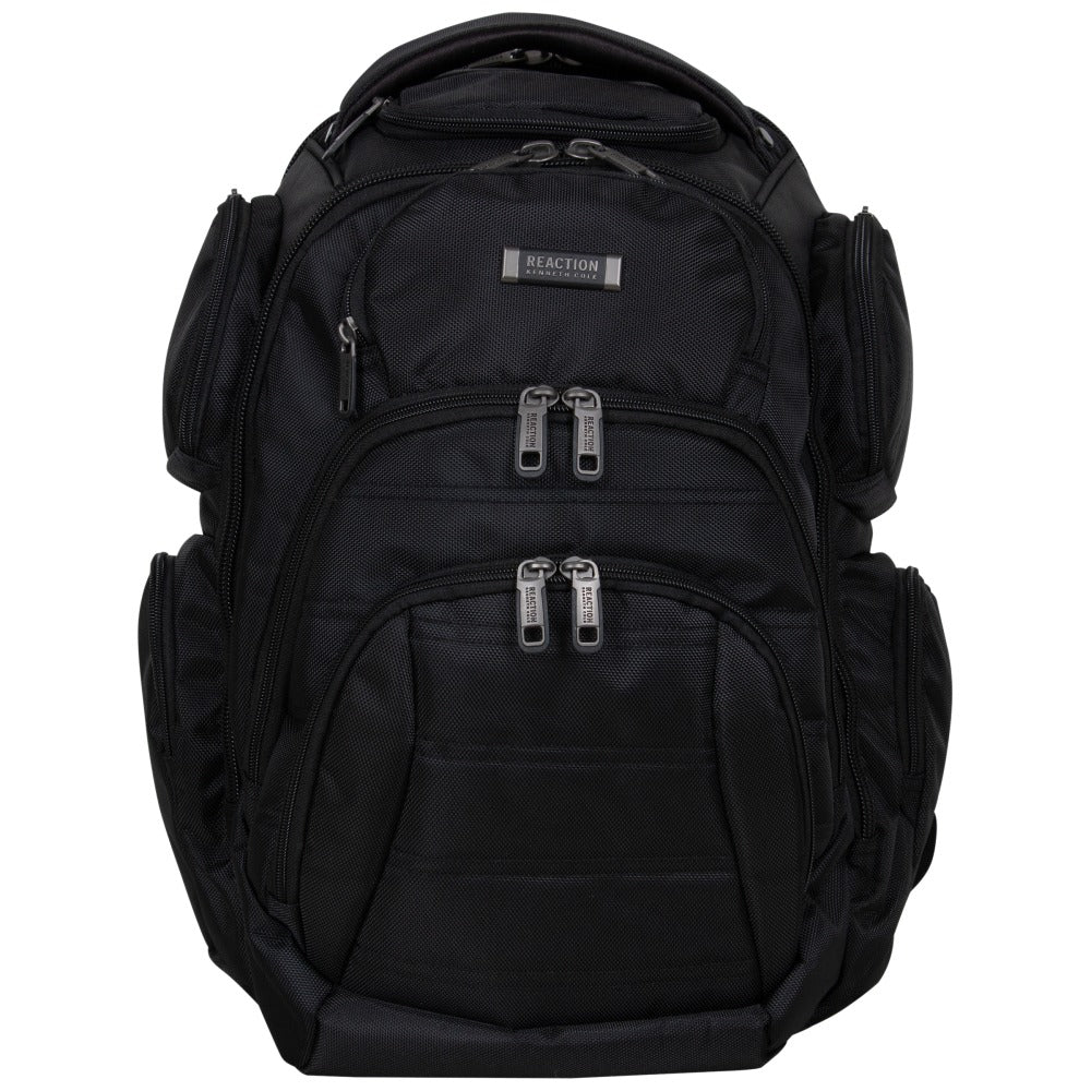 Kenneth Cole Reaction Triple Compartment Business Backpack With 17in Laptop Pocket, Black