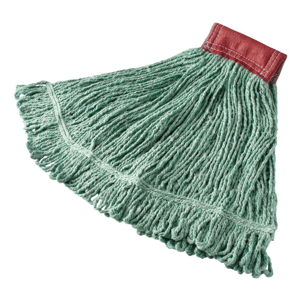 Rubbermaid Large Wet Mop Head, Super Stitch, Cotton Blend, Green, 24 Oz, Each