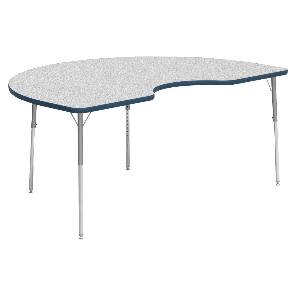 Lorell Classroom Kidney-Shaped Activity Table Top, 72inW x 48inD, Gray Nebula/Navy