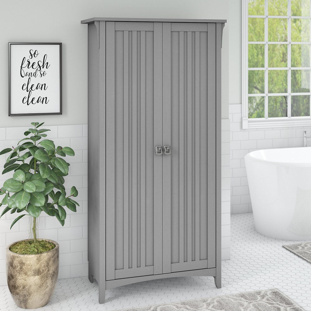 Bush Furniture Salinas 63inH Bathroom Storage Cabinet With Doors, Cape Cod Gray, Standard Delivery