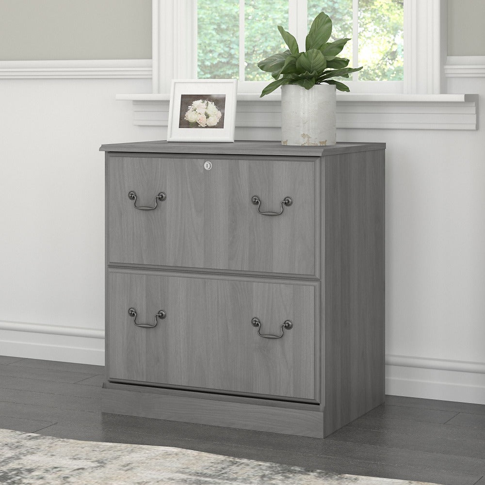 Bush Furniture Saratoga 26-6/7inW x 19-2/5inD Lateral 2-Drawer File Cabinet, Modern Gray, Standard Delivery