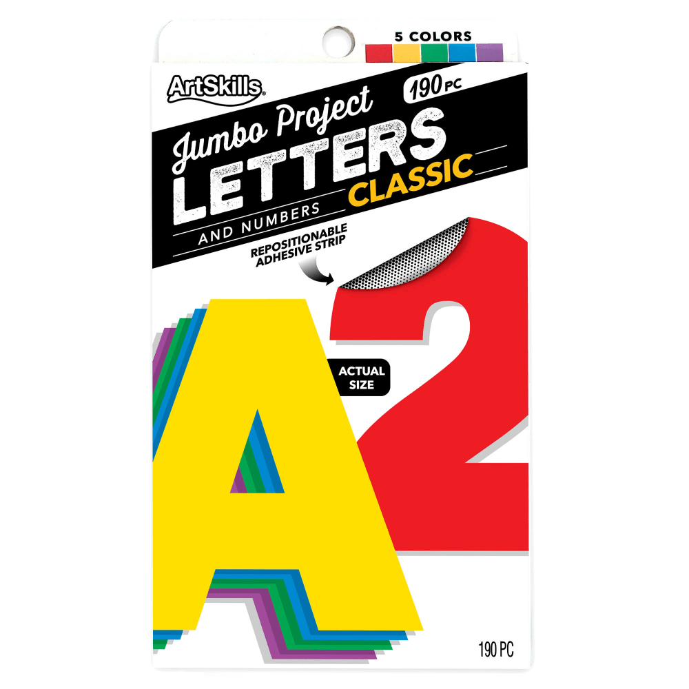 ArtSkills Quick Letters, 4in, Assorted Classic Colors, Pack Of 180