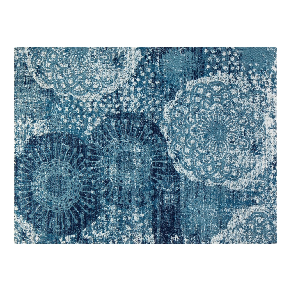 Anji Mountain Maldives Rug'd Chair Mat, 1/4inH x 36inW x 48inD, Blue/Ivory