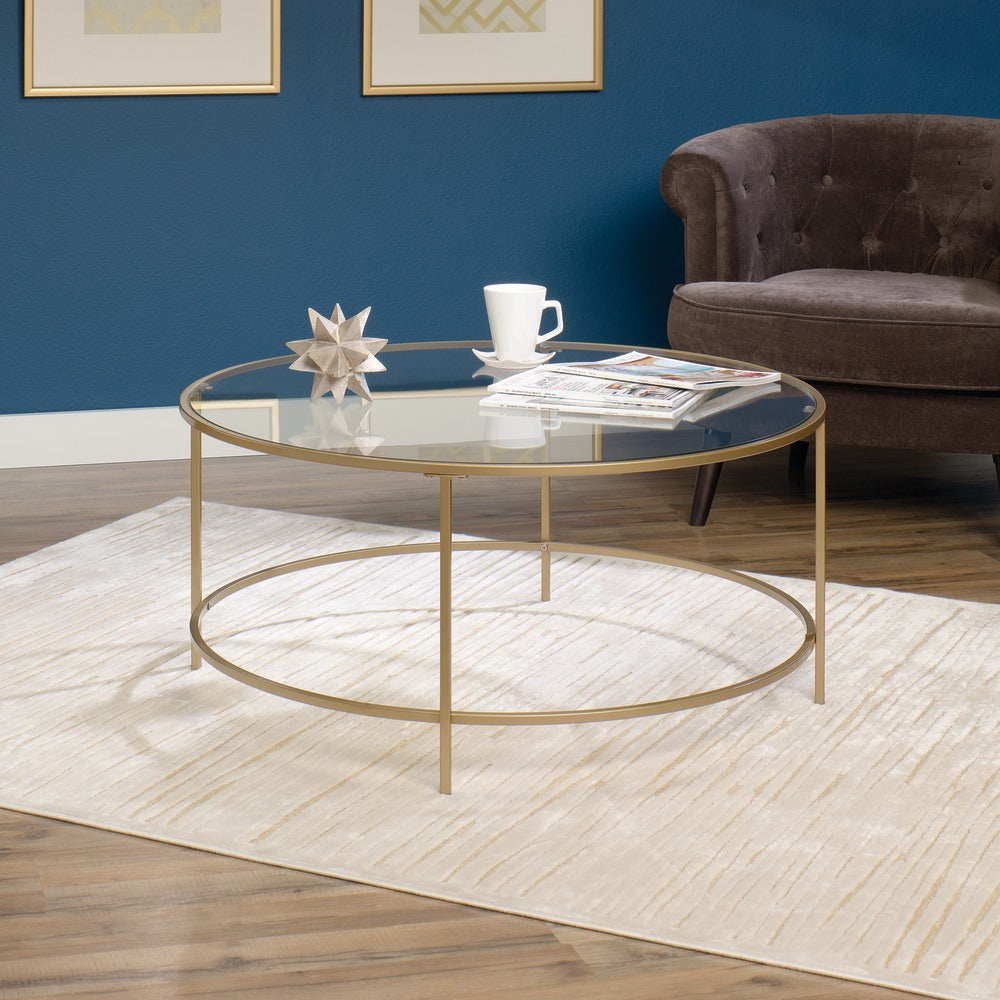 Sauder International Lux Coffee Table, Round, Satin Gold