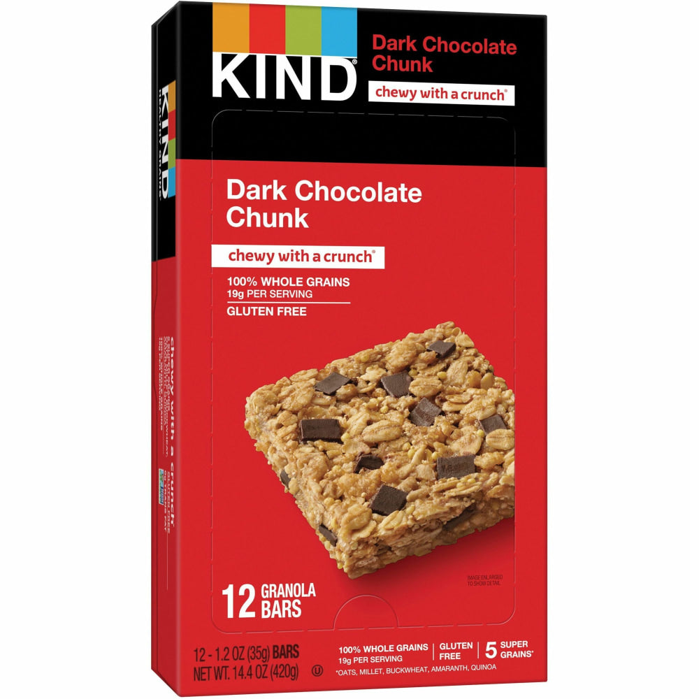 KIND Healthy Grains Bars - Trans Fat Free, Gluten-free, Low Sodium, Cholesterol-free - Dark Chocolate Chunk - 1.20 oz - 15 / Box