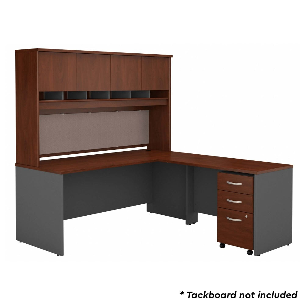 Bush Business Furniture Components 72inW L Shaped Desk with Hutch and 3 Drawer Mobile File Cabinet, Hansen Cherry/Graphite Gray, Standard Delivery