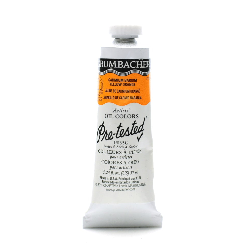 Grumbacher P035 Pre-Tested Artists Oil Colors, 1.25 Oz, Cadmium Barium Yellow Orange