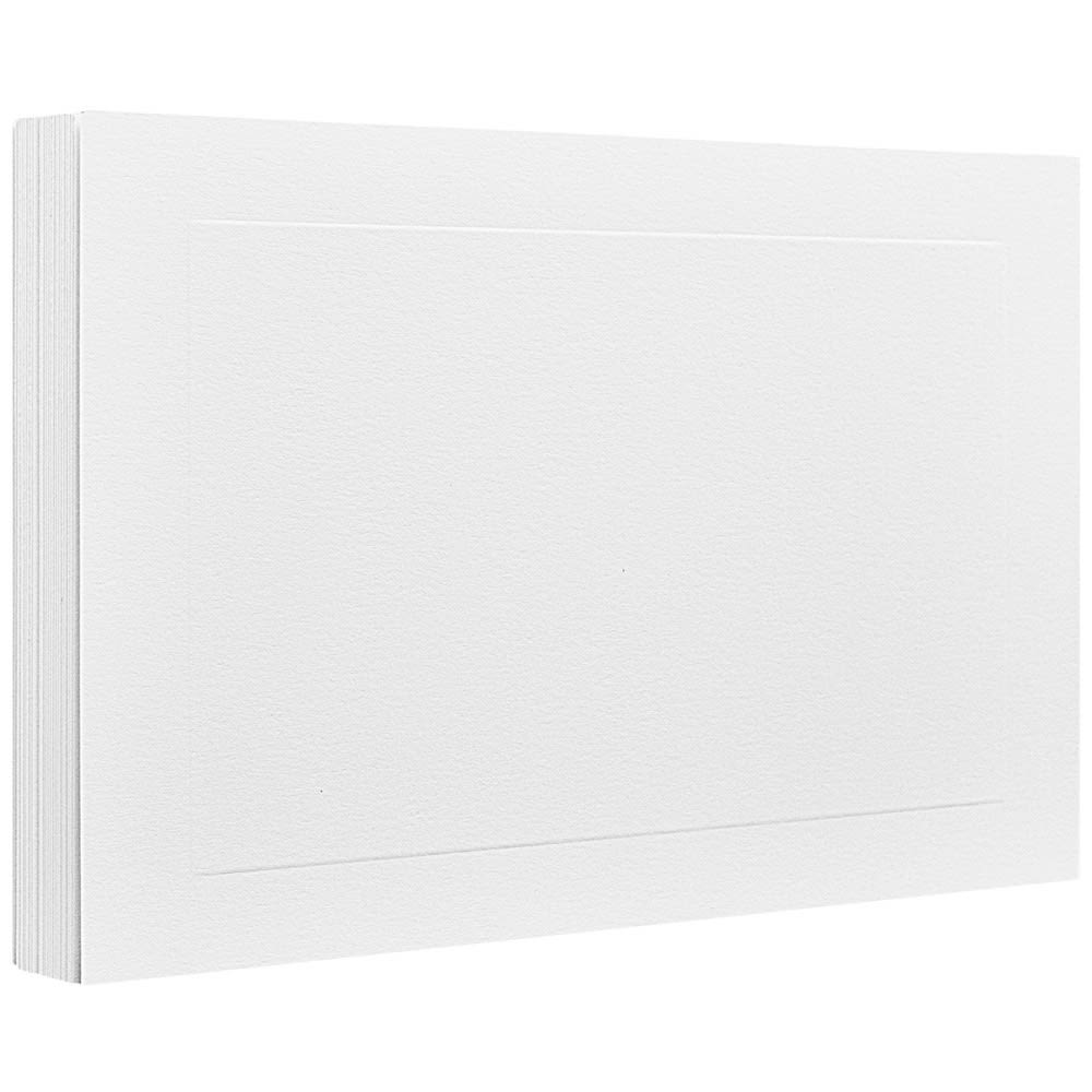 JAM Paper Blank Note Cards, Panel Border, 5 1/8in x 7in, White, Pack Of 100