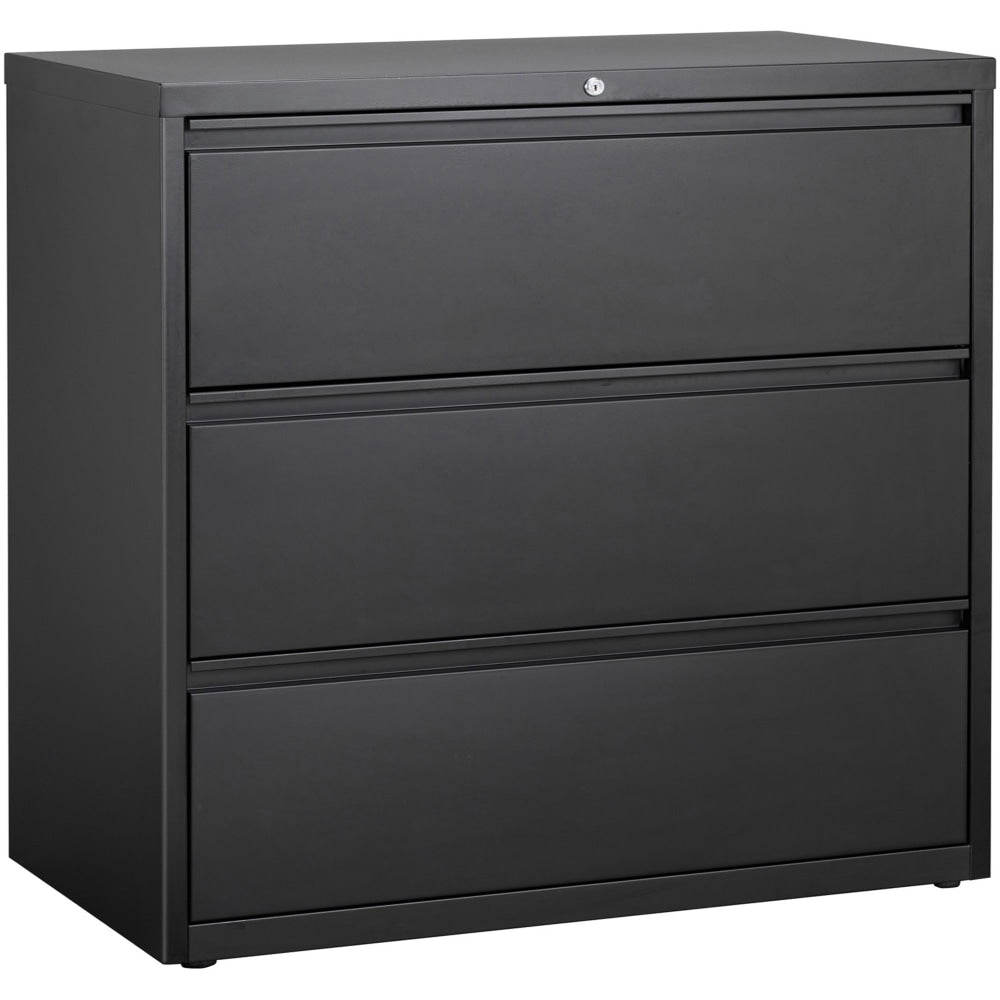 Lorell 42inW x 18-5/8inD Lateral 3-Drawer File Cabinet, Black