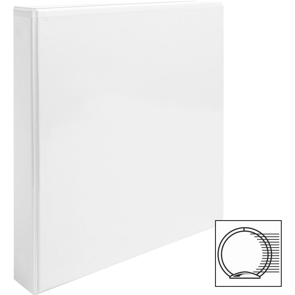 Business Source Round-ring View Binder - 1in Binder Capacity - Letter - 8 1/2in x 11in Sheet Size - 225 Sheet Capacity - Round Ring Fastener(s) - 2 Internal Pocket(s) - Polypropylene - White - 1 / Each