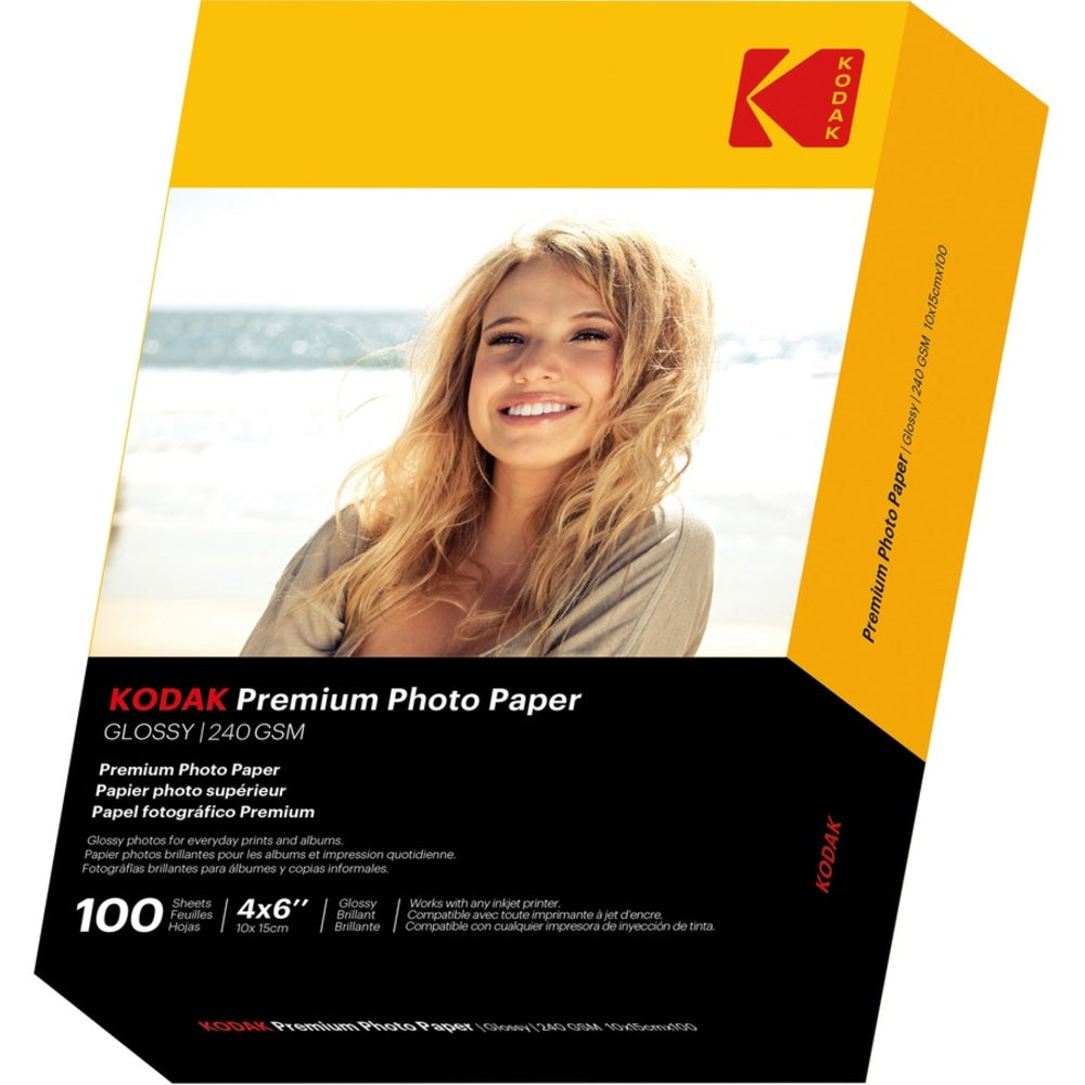 Kodak Inkjet Photo Paper - White - 4in x 6in - Glossy - 100 / Pack