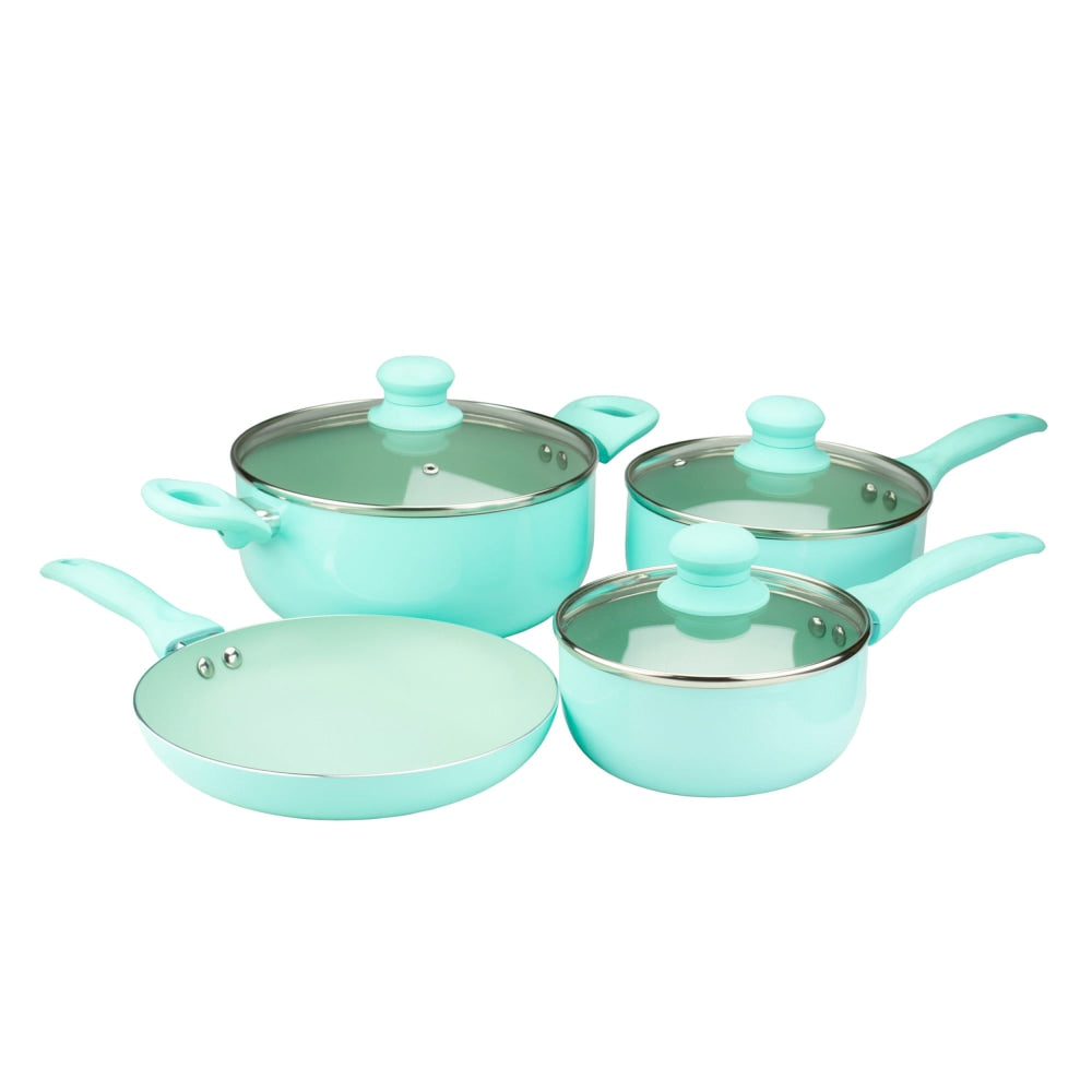 Brentwood 7-Piece Aluminum Non-Stick Cookware Set, Blue