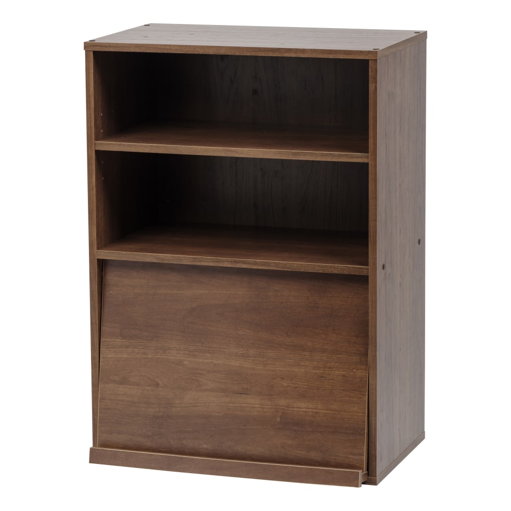 IRIS 33inH Open Wood-Shelf With Pocket Door, Brown