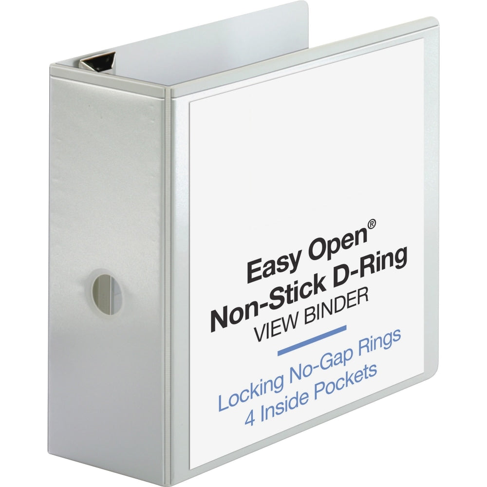 Sparco Locking View 3-Ring Binder, 5in D-Rings, 44% Recycled, White