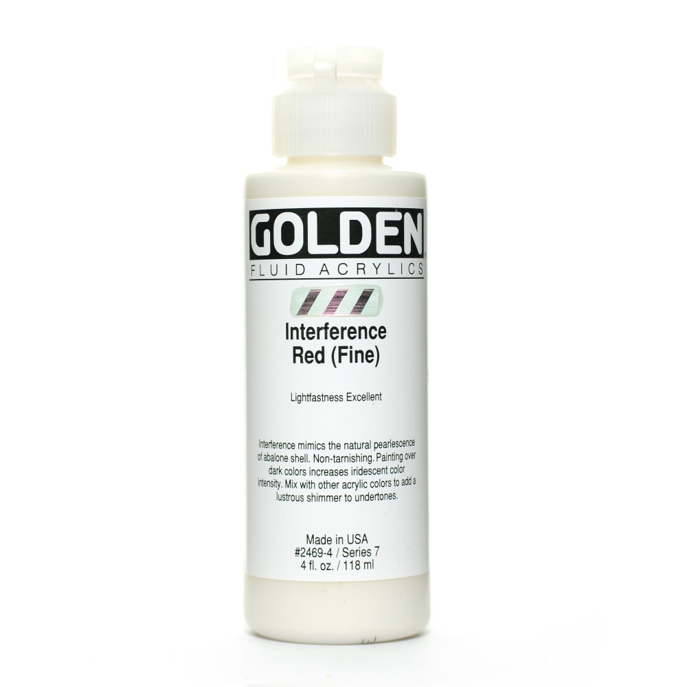 Golden Fluid Acrylic Paint, 4 Oz, Interference Red Fine