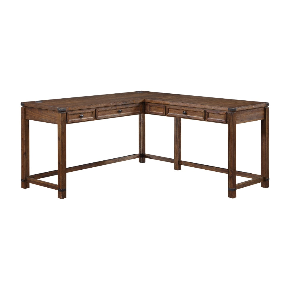 Office Star Baton Rouge 60inW L-Shaped Computer Desk, Brushed Walnut