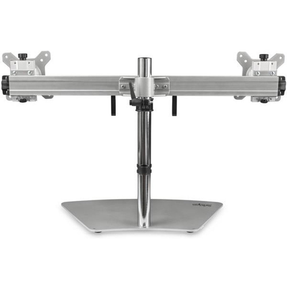 StarTech.com Dual-Monitor Stand - Horizontal - For up to 24 VESA Mount Monitors - Silver - Up to 24 Screen Support - 35.27 lb Load Capacity - 16.1 Height x 37.4 Width - Desktop, Freestanding - Steel, Aluminum, Plastic - Silver