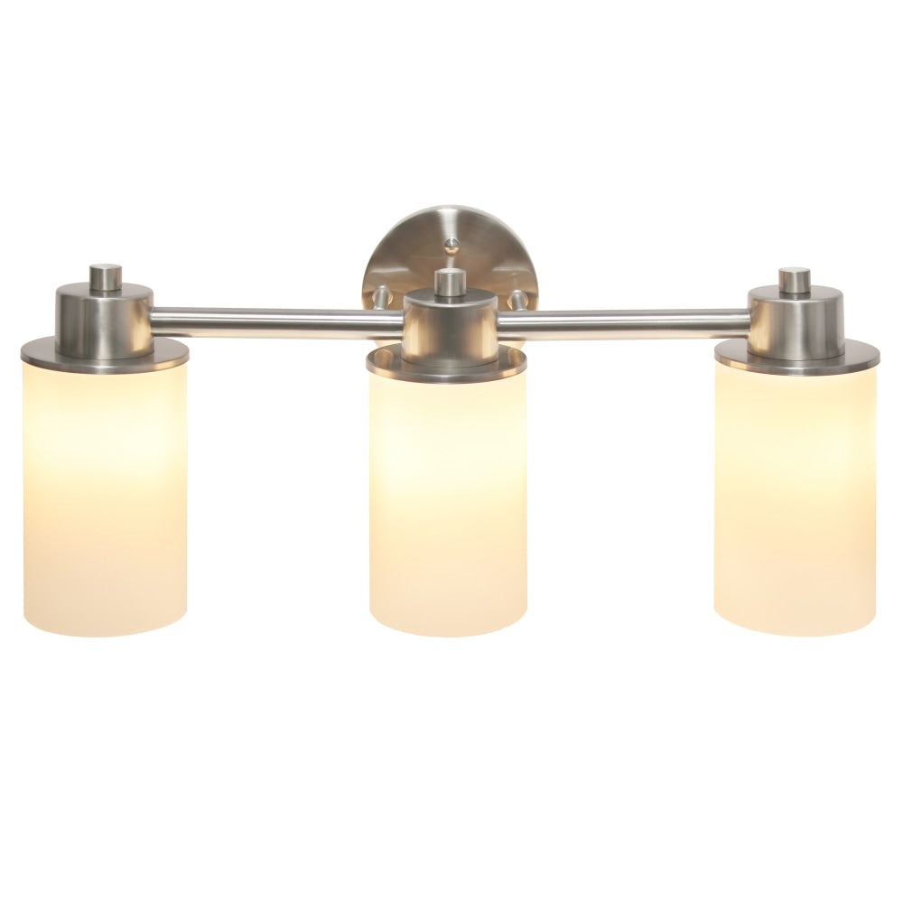 Lalia Home Essentix 3-Light Wall Mounted Vanity Light Fixture, 6-1/2inW, Opaque White/Brushed Nickel