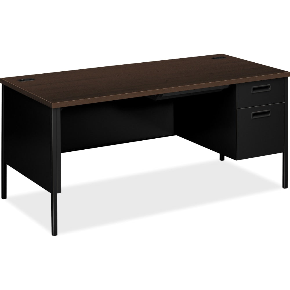 HON Metro Classic 66inW Right-Pedestal Computer Desk, Mocha/Black