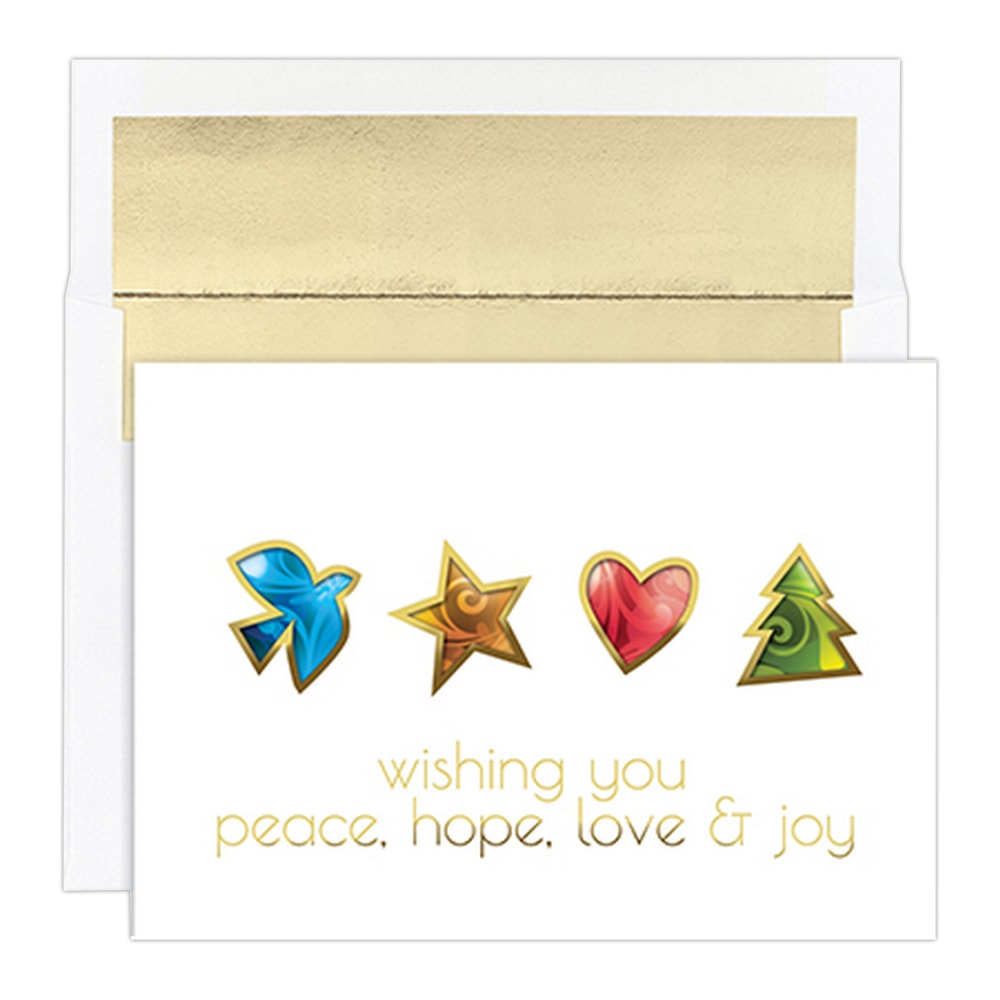 JAM Paper Christmas Card Set, Peace Hope Joy & Love, Set Of 16 Cards And Envelopes