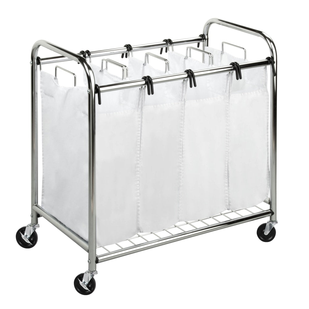 Honey-Can-Do Heavy-Duty Quad Laundry Sorter, Chrome/White