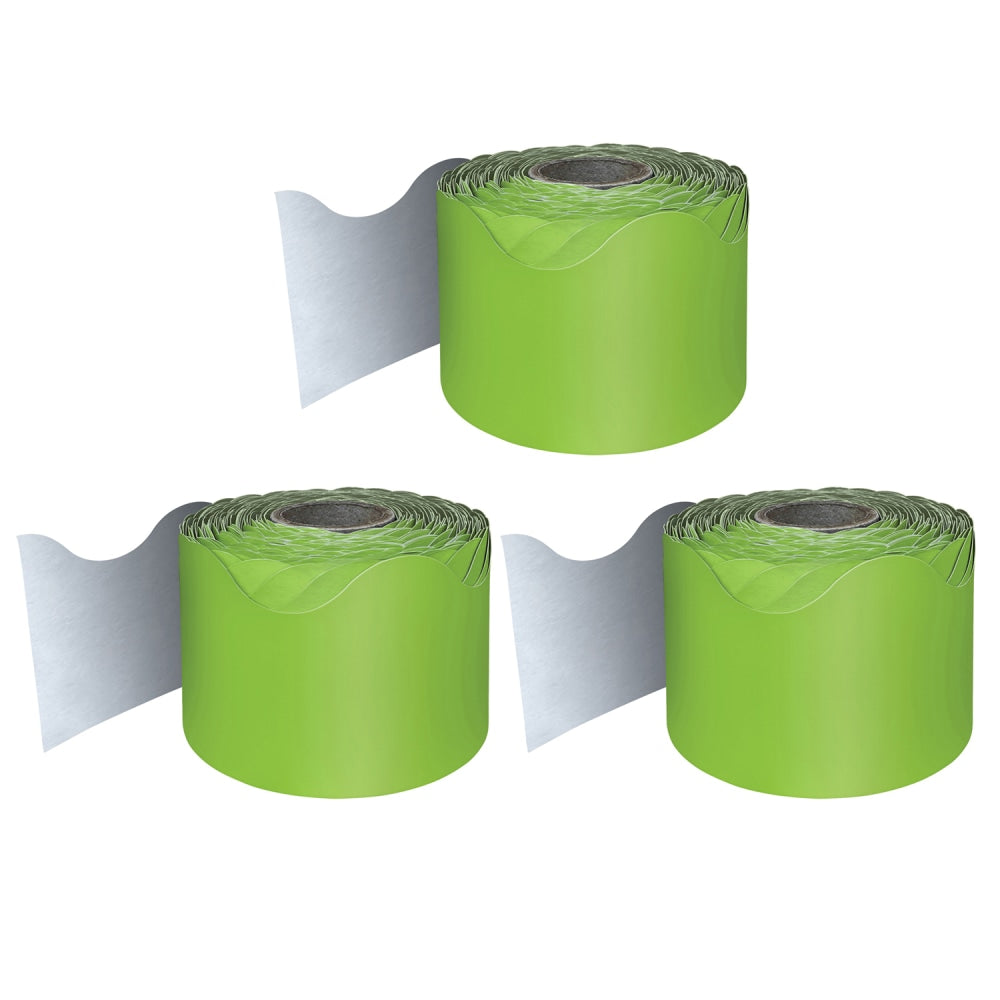 Carson Dellosa Education Rolled Scalloped Borders, Lime, 65ft Per Roll, Pack Of 3 Rolls