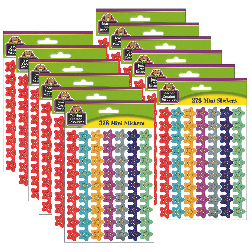 Teacher Created Resources Mini Stickers, Marquee Stars, 378 Stickers Per Pack, Set Of 12 Packs