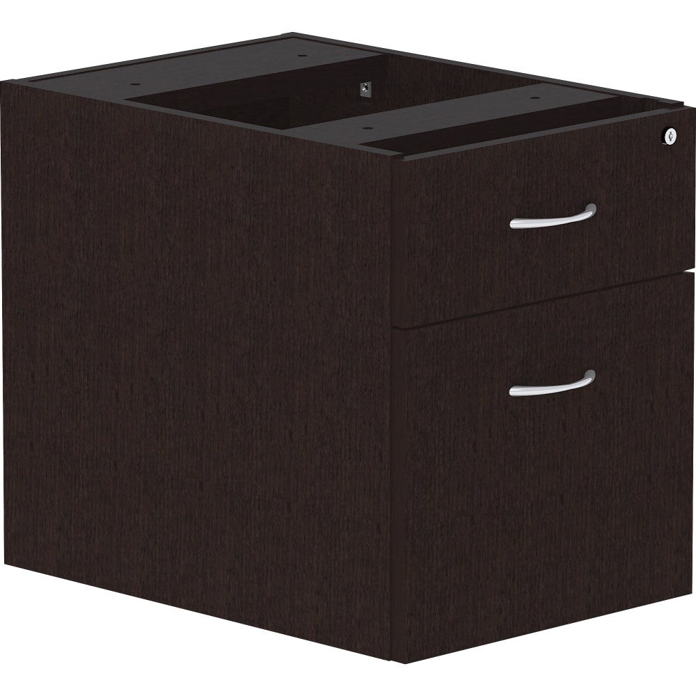 Lorell Essentials 22inD Vertical Pedestal File Cabinet With 1 Box Drawer And 1 File Drawer, Espresso