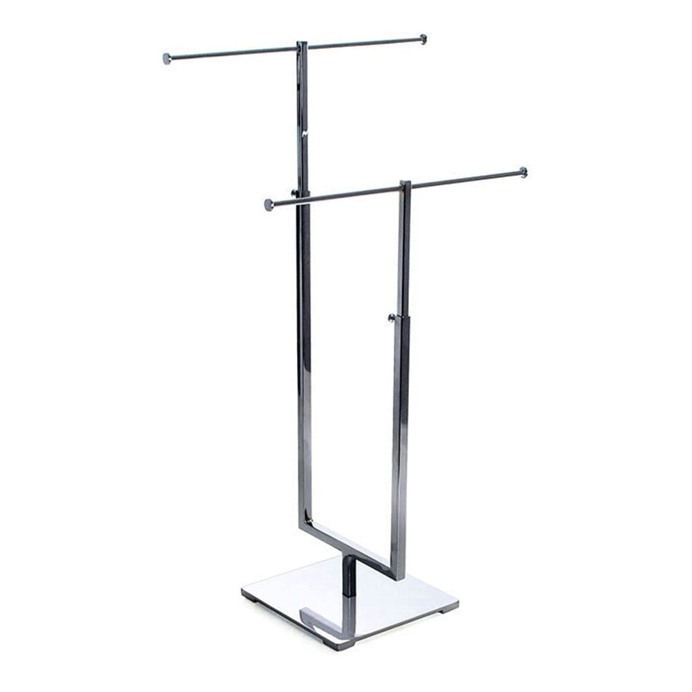 Azar Displays 2-Tier Adjustable Necklace Counter Display, 29inH x 13inW x 7inD, Silver