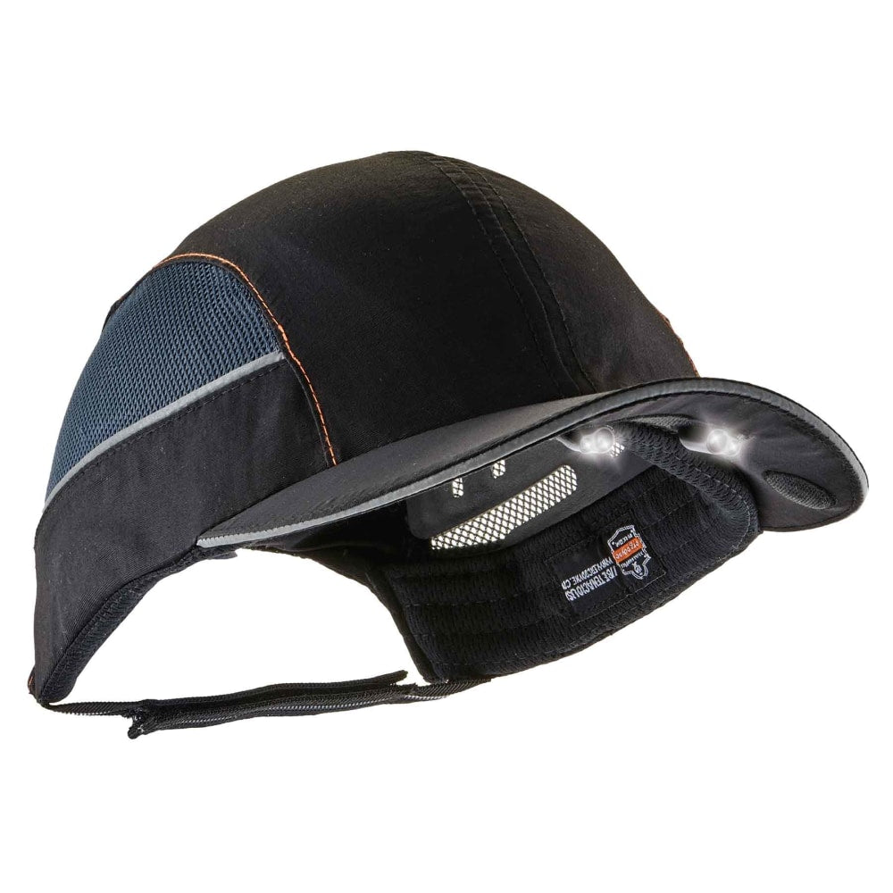 Ergodyne Skullerz 8960 Bump Cap With LED Lights, Short Brim, Black