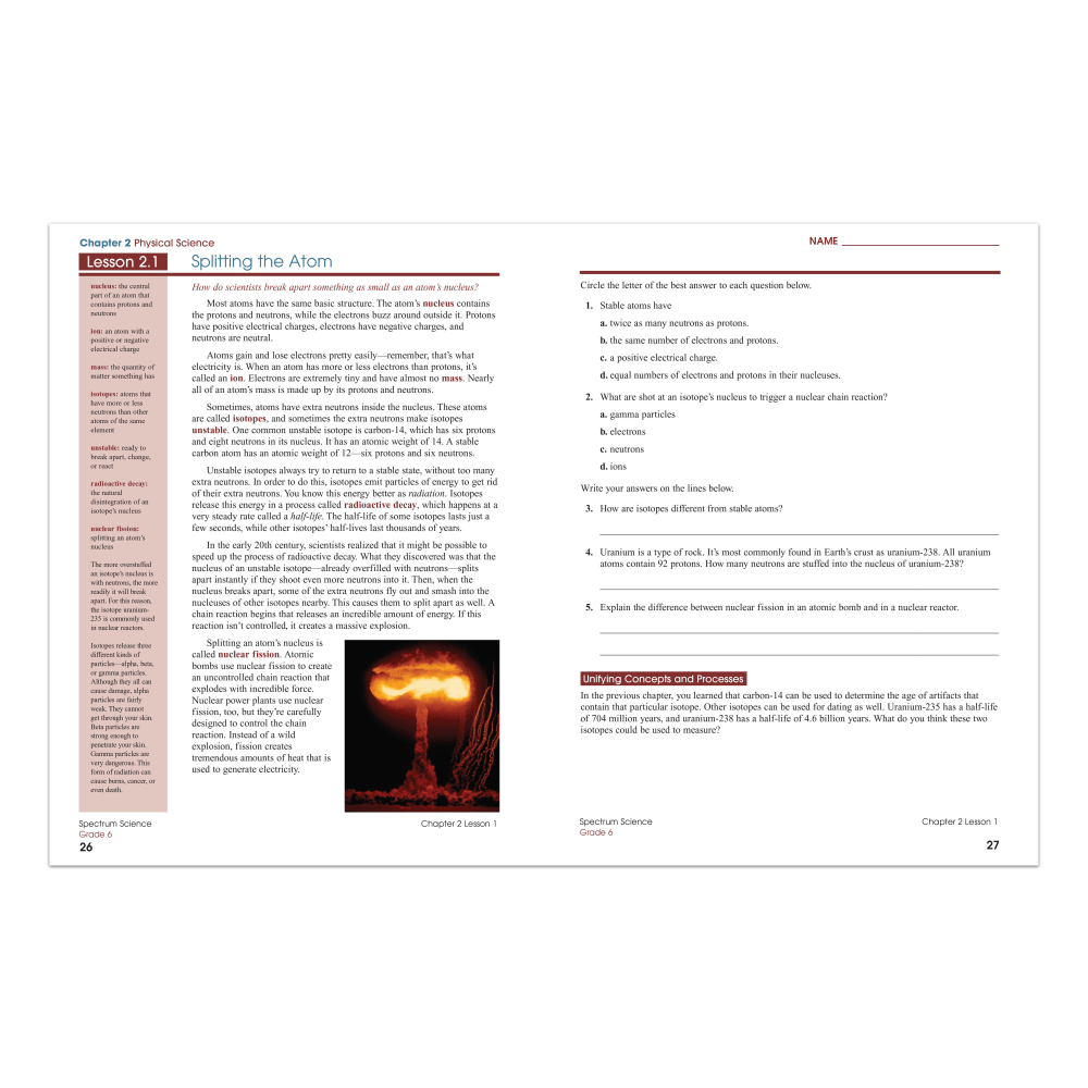 Carson-Dellosa Spectrum Science Workbook, Grade 6