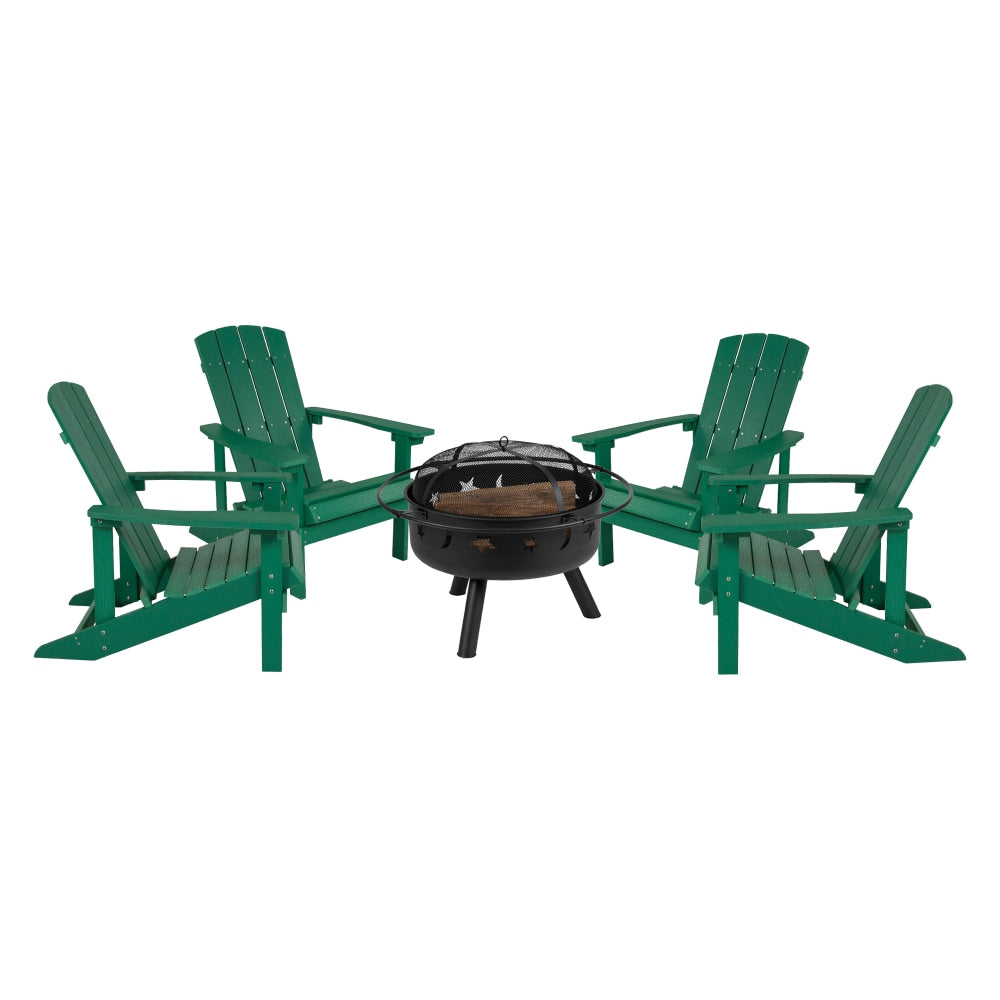 Flash Furniture 5-Piece Charlestown Adirondack Chair Set, Green