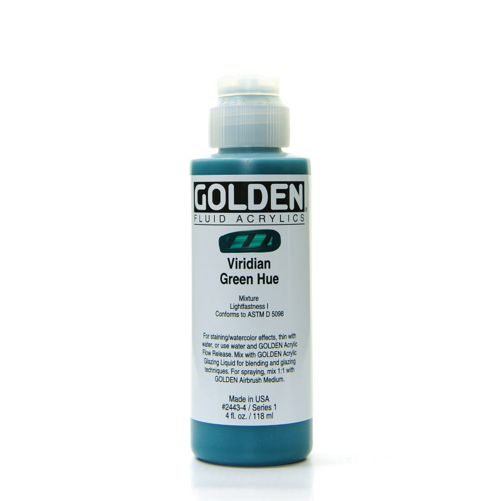 Golden Fluid Acrylic Paint, 4 Oz, Historical Viridian Green Hue