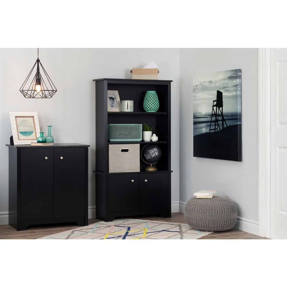 South Shore Vito Small 2-Door Storage Cabinet, Pure Black