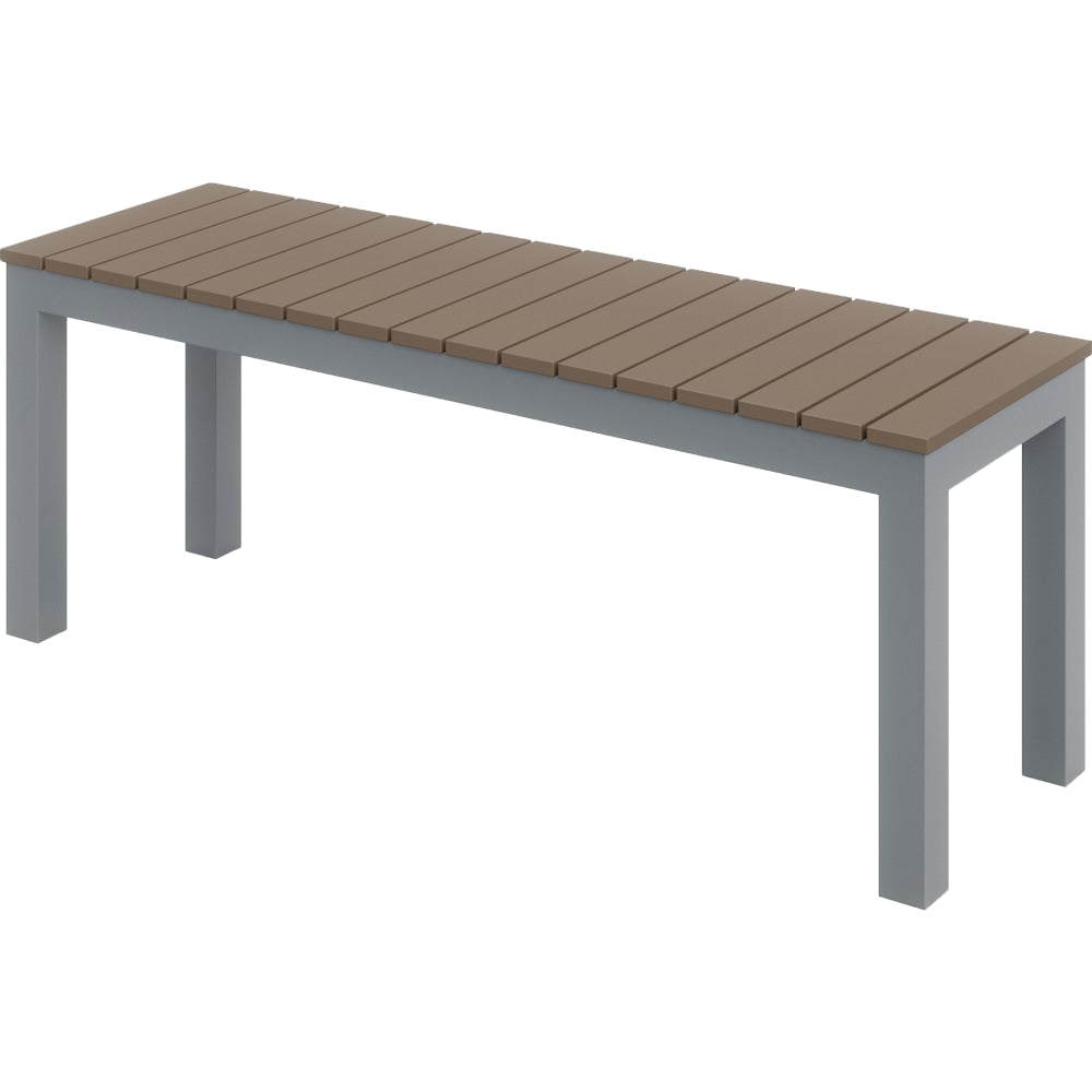 KFI Studios Eveleen Outdoor Bench, Silver/Mocha