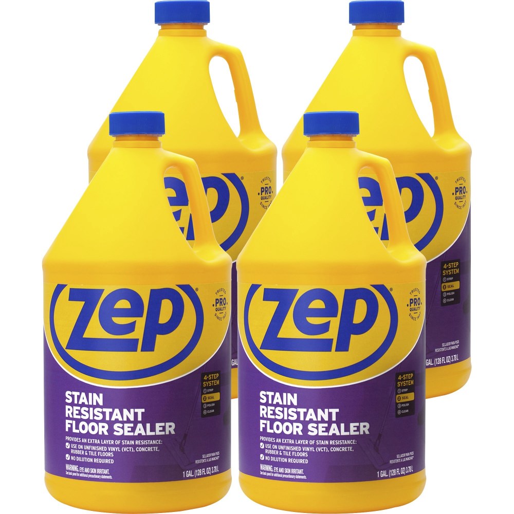 Zep Stain-Resistant Floor Sealer - 128 fl oz (4 quart) - 4 / Carton - Blue