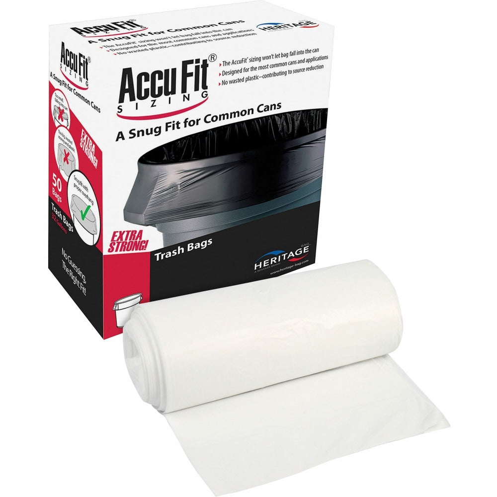 Heritage Accufit RePrime Can Liners - 55 gal Capacity - 40in Width x 53in Length - 0.90 mil (23 Micron) Thickness - Low Density - Clear - Linear Low-Density Polyethylene (LLDPE) - 3/Carton - 50 Per Box - Garbage