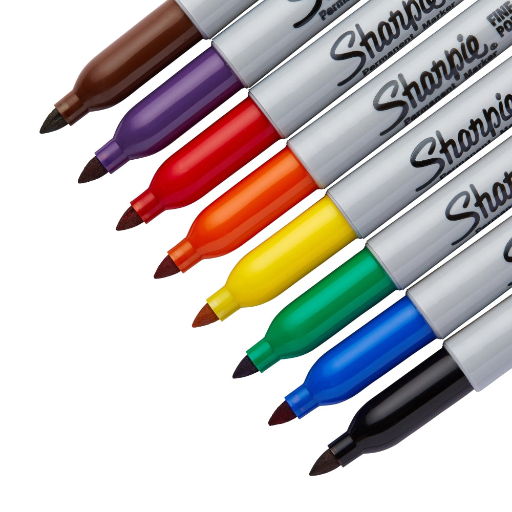 Sharpie Permanent Fine-Point Markers, Assorted Colors, Pack Of 8 Markers