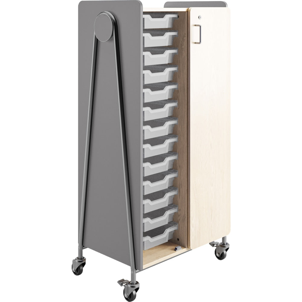 Safco Whiffle Double-Column Rolling Storage Cart With Wardrobe Bar, 60inH x 30inW x 19-3/4inD, Gray