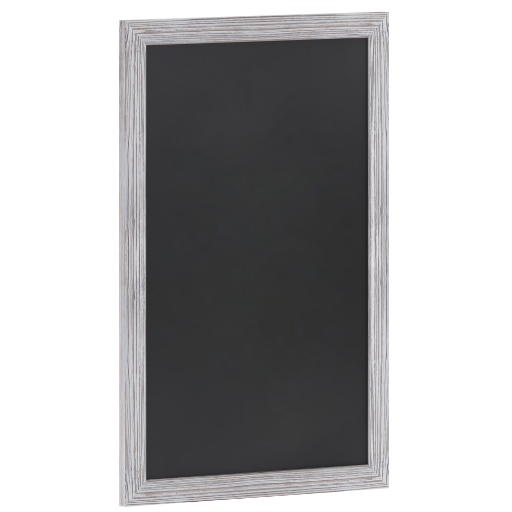 Flash Furniture Canterbury Wall-Mounted Magnetic Chalkboard Sign With Eraser, Porcelain Steel, 36inH x 24inW x 3/4inD, White Washed Frame