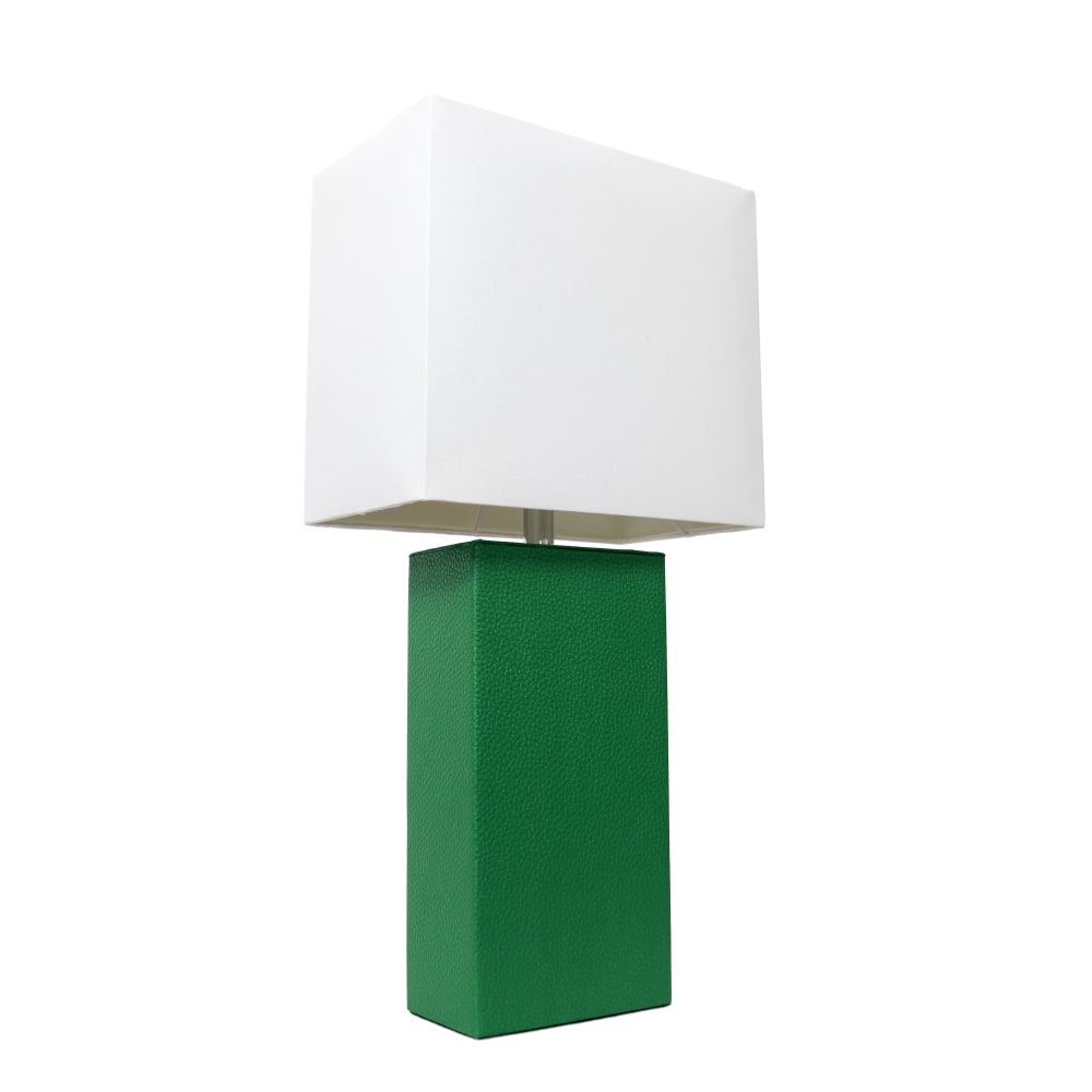 Elegant Designs Modern Leather Table Lamp, 21inH, White/Green