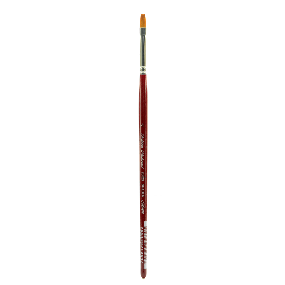 Silver Brush Golden Natural Series Paint Brush 2002S, Size 4, Bright, Natural and Synthetic Blend, Red