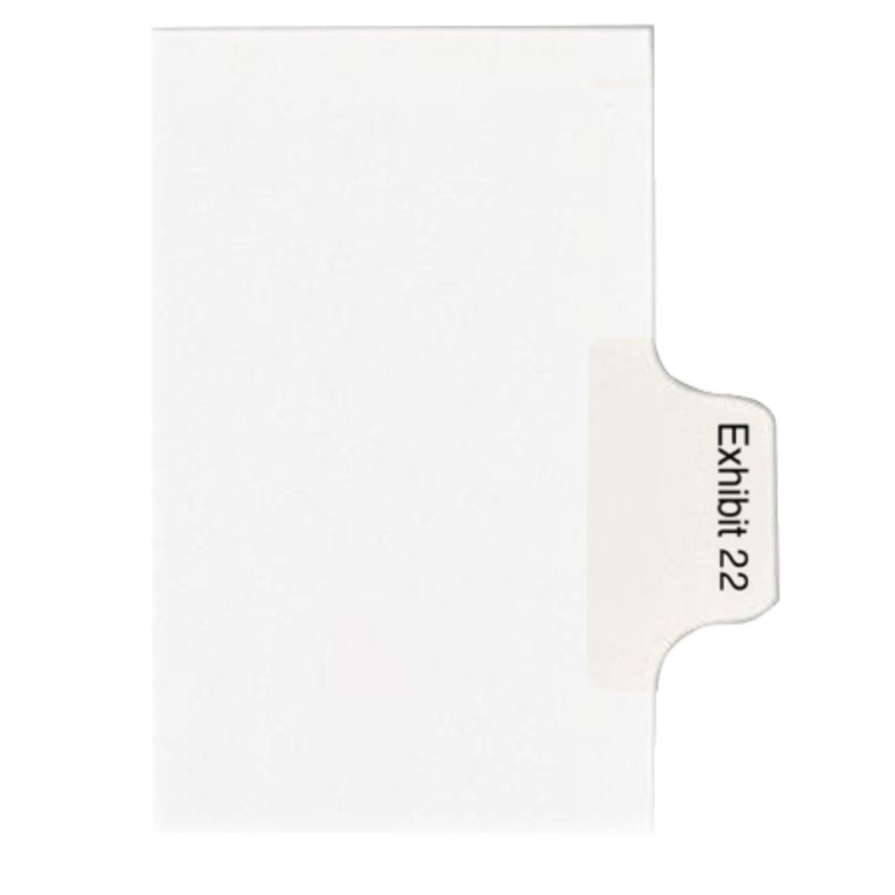 Avery Allstate-Style 30% Recycled Collated Legal Exhibit Dividers, 8 1/2in x 11in, White Dividers/White Tabs, EXHIBIT 22, Pack Of 25 Tabs