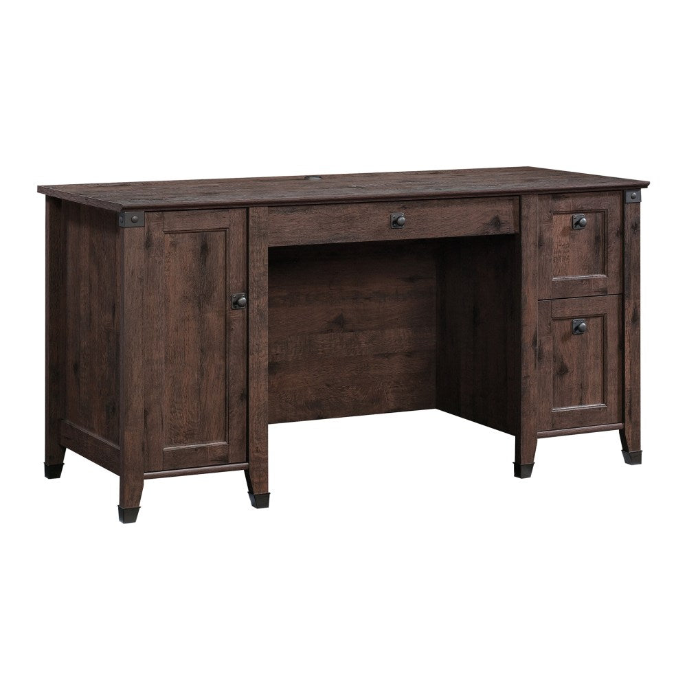 Sauder Carson Forge 60inW Computer Desk, Coffee Oak