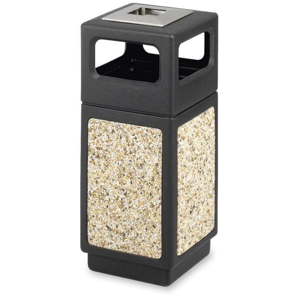 Safco Canmeleon Stone Aggregate Panel Ash Urn, Side Opening, 15 Gallons, Black/Aggregate